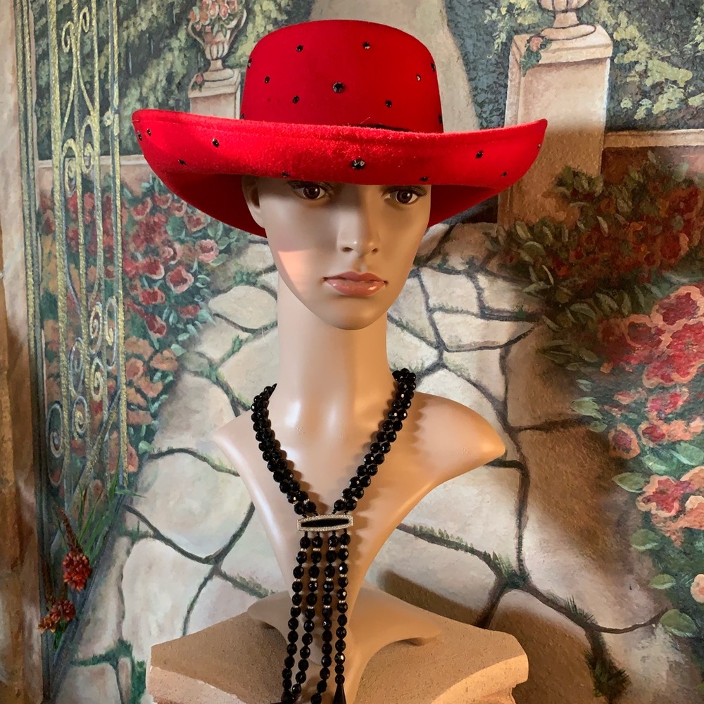 Ladies Red Western Hat - Picture 1 of 7